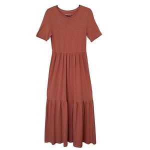 Faherty Midi Dress Womens S Branson Organic Cotton Tiered Summer Minimalist